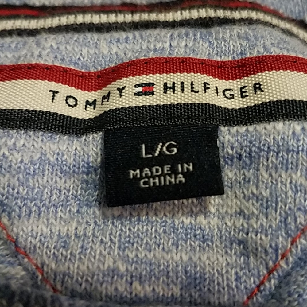 Tommy Hilfiger crew neck heathered blue pullover sweater Large - Picture 3 of 3